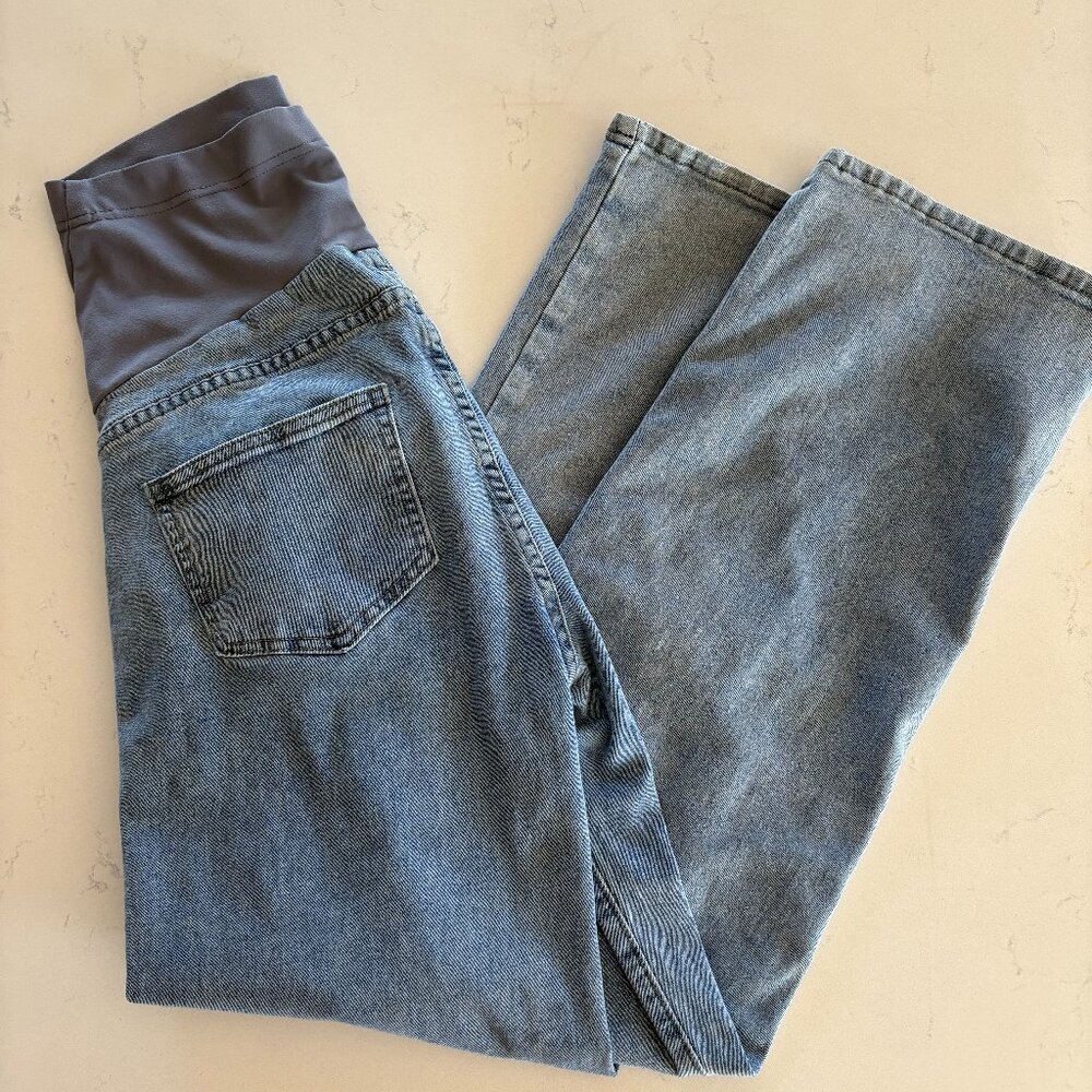 POSHGLAM Women's Maternity Boyfriend Jeans Over Belly Stretch Comfy, Maternity M